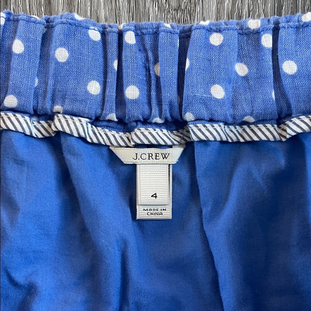 J. Crew Blue and White Polka Dot Linen Mini Skirt - Picture 2 of 4